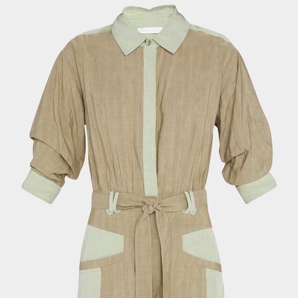 JONATHAN SIMKHAI Aliza Textured Belted Utility Romper Size 6 - Picture 8 of 14